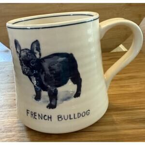 Anthropologie Molly Hatch French Bulldog Ceramic Mug Cup 16 oz Frenchy Dog